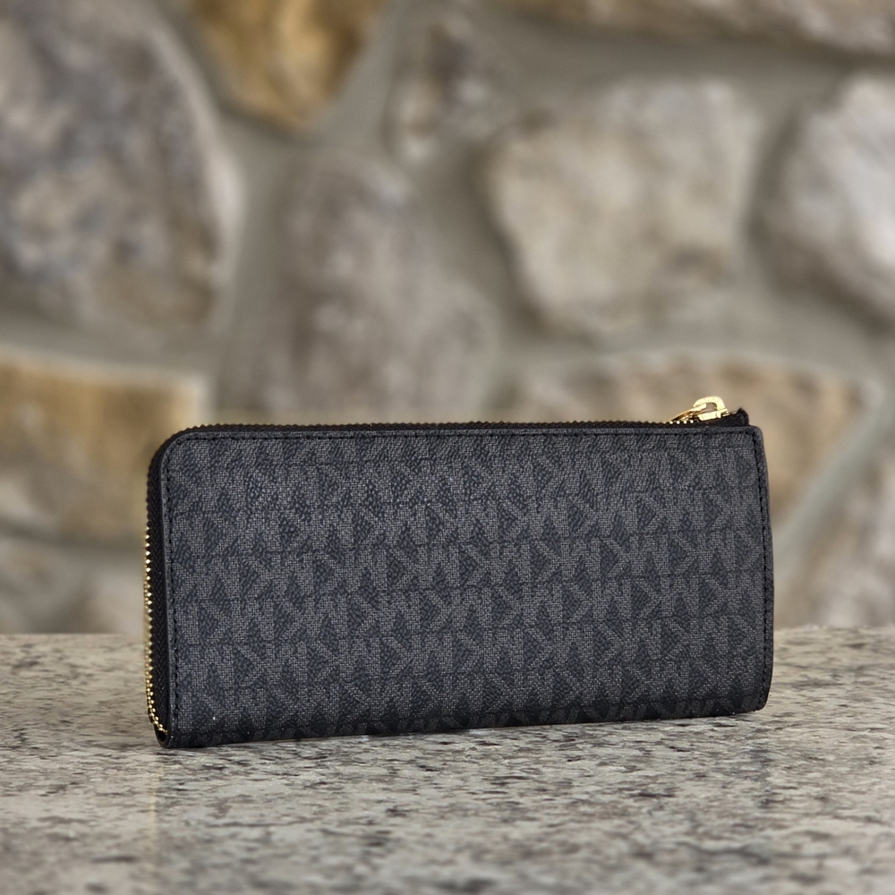Michael Kors Jet Set Logo Large Black Wallet - Picture 2 of 6